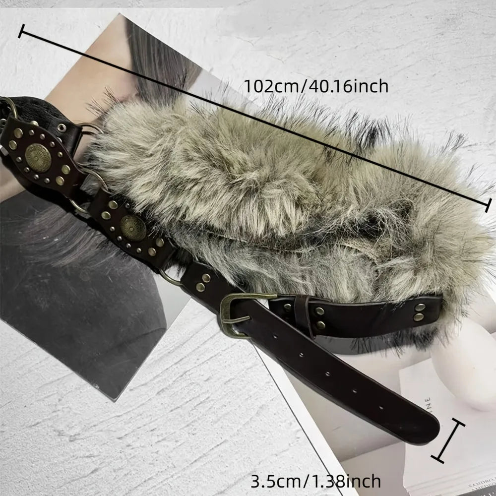 Faux Fur Rivet Belt